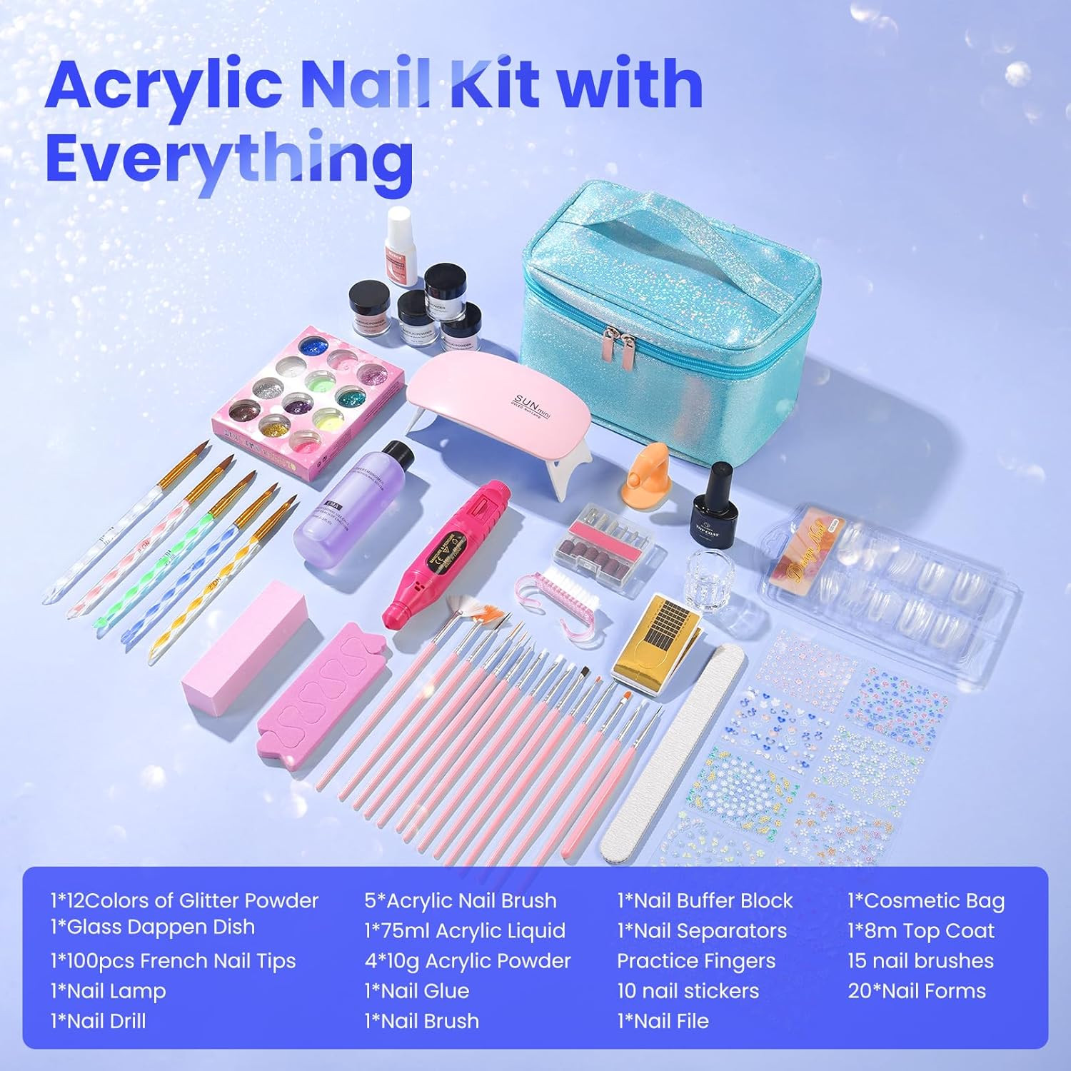 Nail Kit for Beginners with Everything: Professional Nails Kit Acrylic Set with