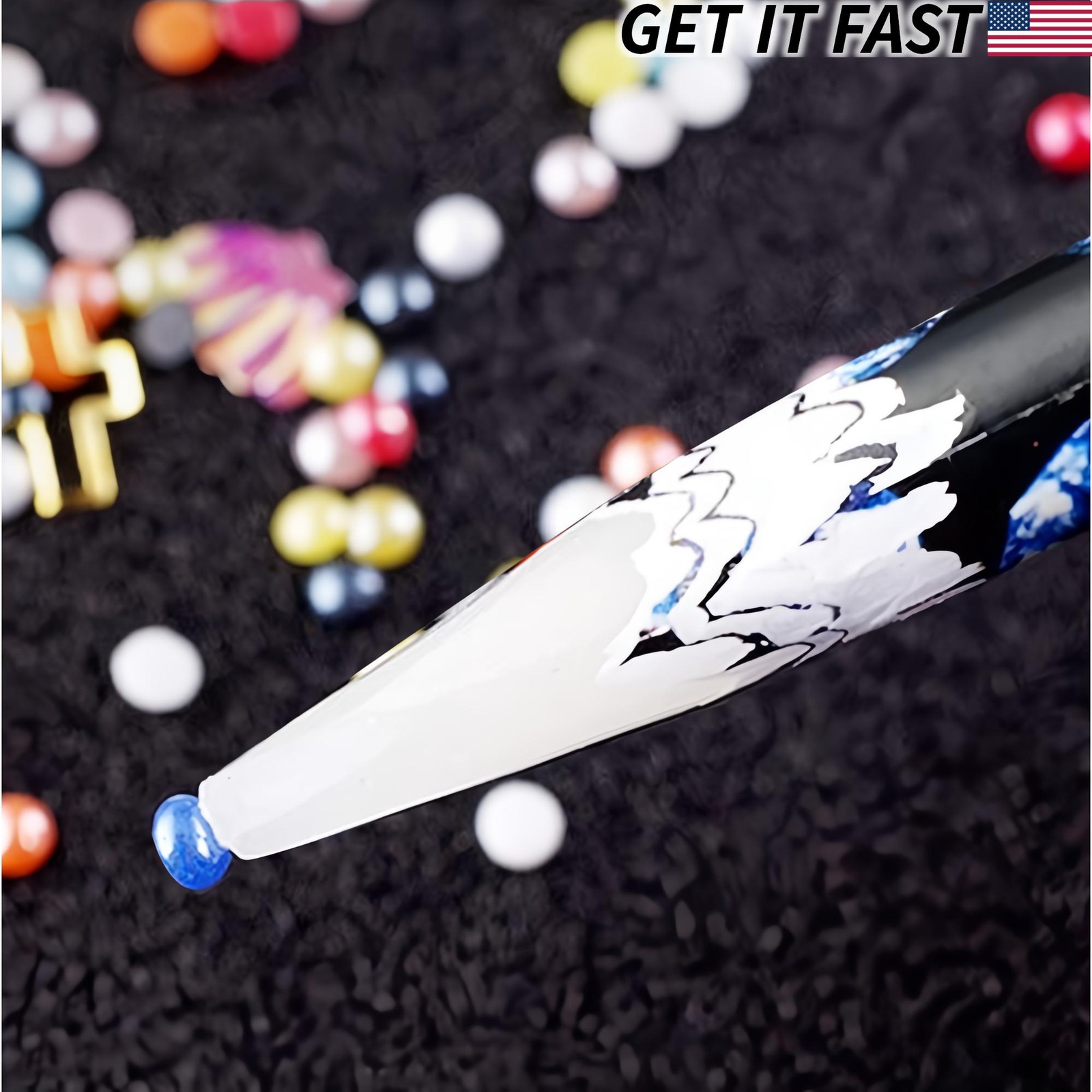 Gem Crystal Rhinestones Picker Wax Pencil Nail Art Craft Tool White, Pack of 2