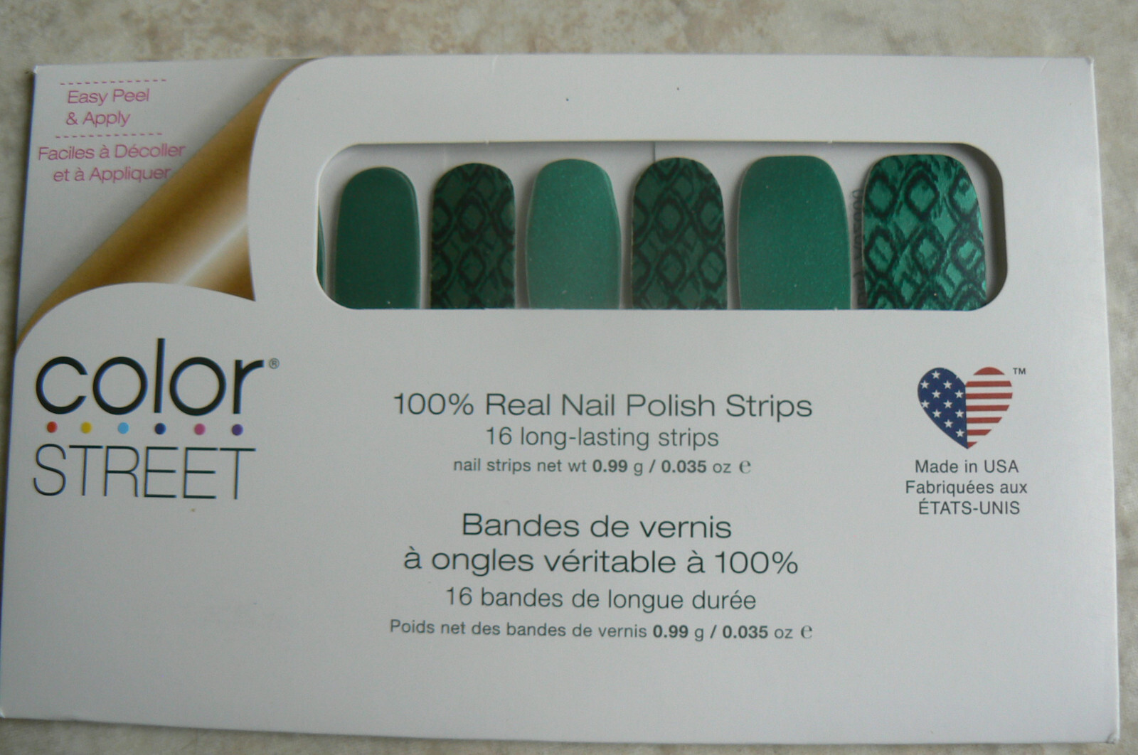 NEW Color Street SNAKE MY DAY teal green/black 100% Real Nail Polish Strips 16pc