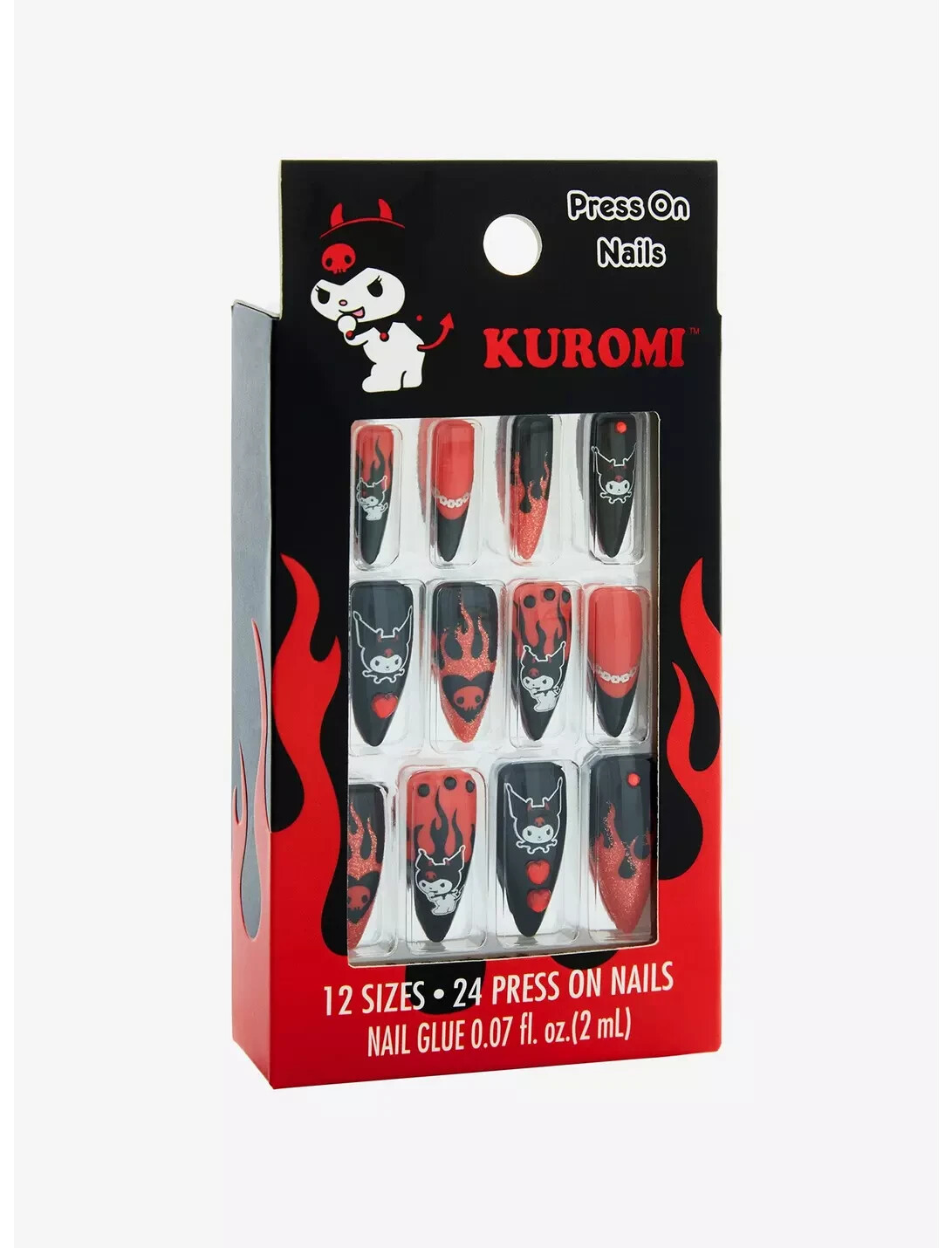 Sanrio Kuromi Devil Flames Faux Nail Set, NiB!