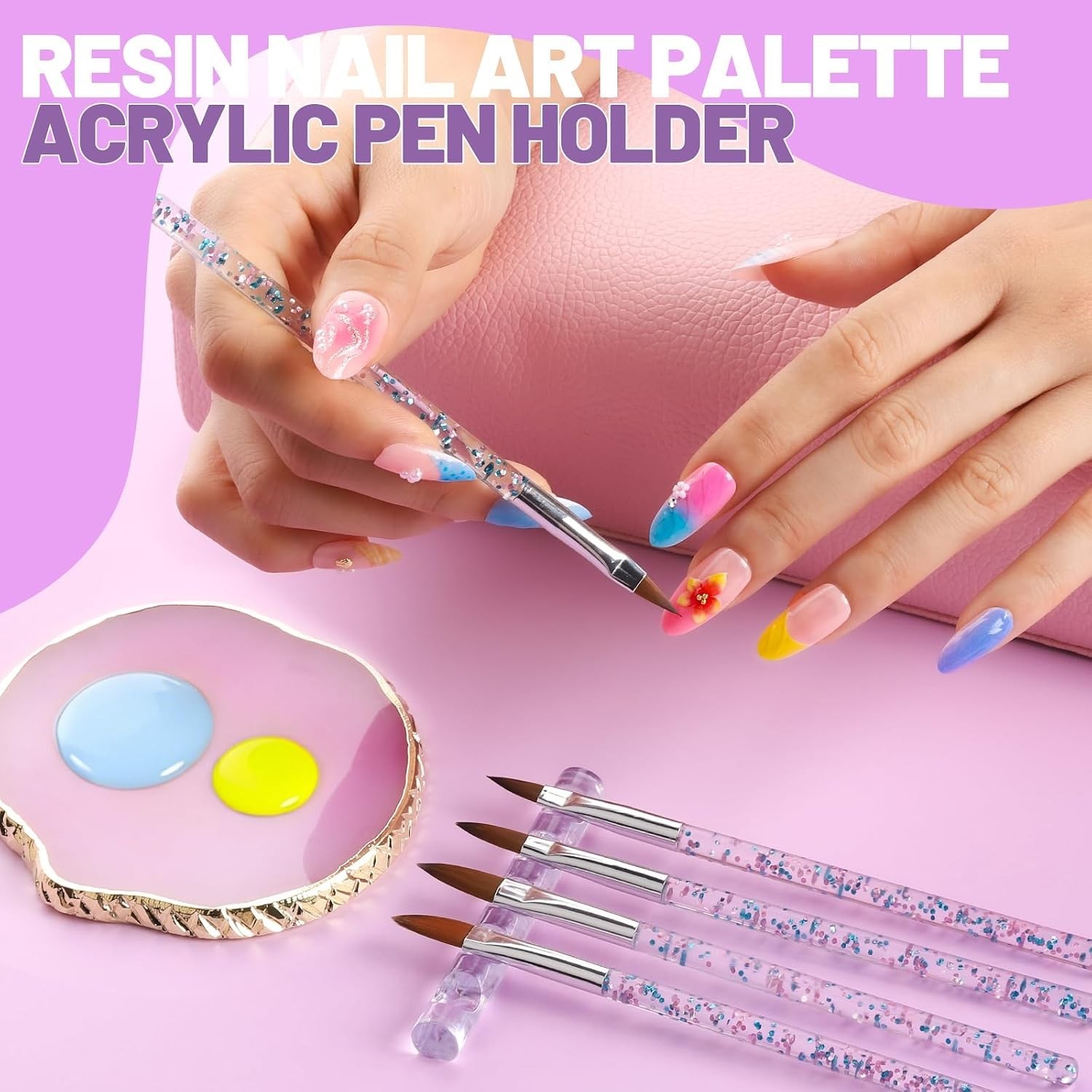 Nail Art Tools Set, 23 Pcs Nail Art Brushes, 5 Pcs Nail Dotting Tool, 2 Set o…