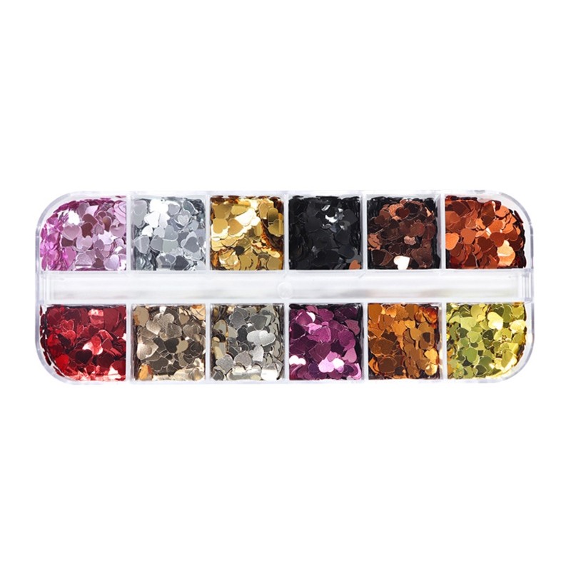 Metallic Love Heart Glitter Sequins Flakes Resin UV Epoxy Mold Fillings Decor