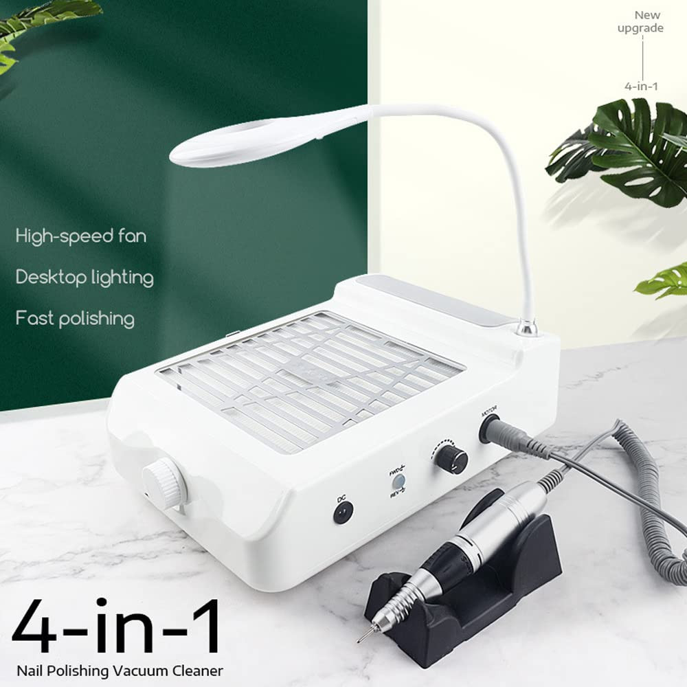 4 en 1 Colector de Polvo de Unas 80W con Torno 35000RPM y Luz LED para Salon
