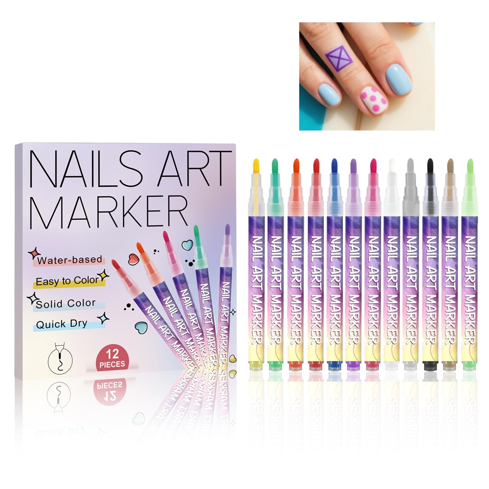 Nail Art Pens for Painting Nails, 2026 Nail Art Markers for Gel Nails, New 12…