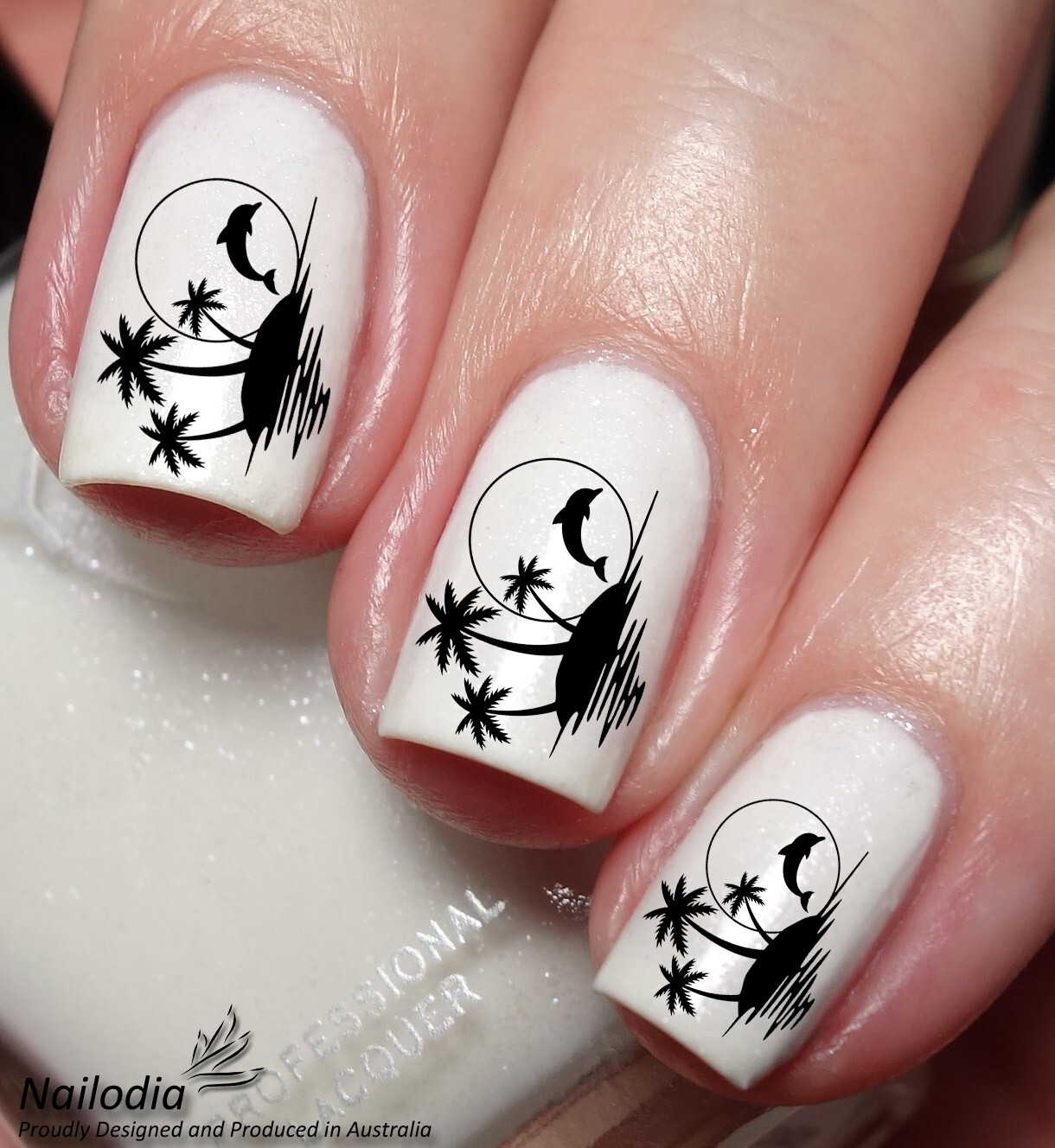 Tropical Sunset Palm Tree Beach Nail Art Decal Sticker Water Transfer Slider