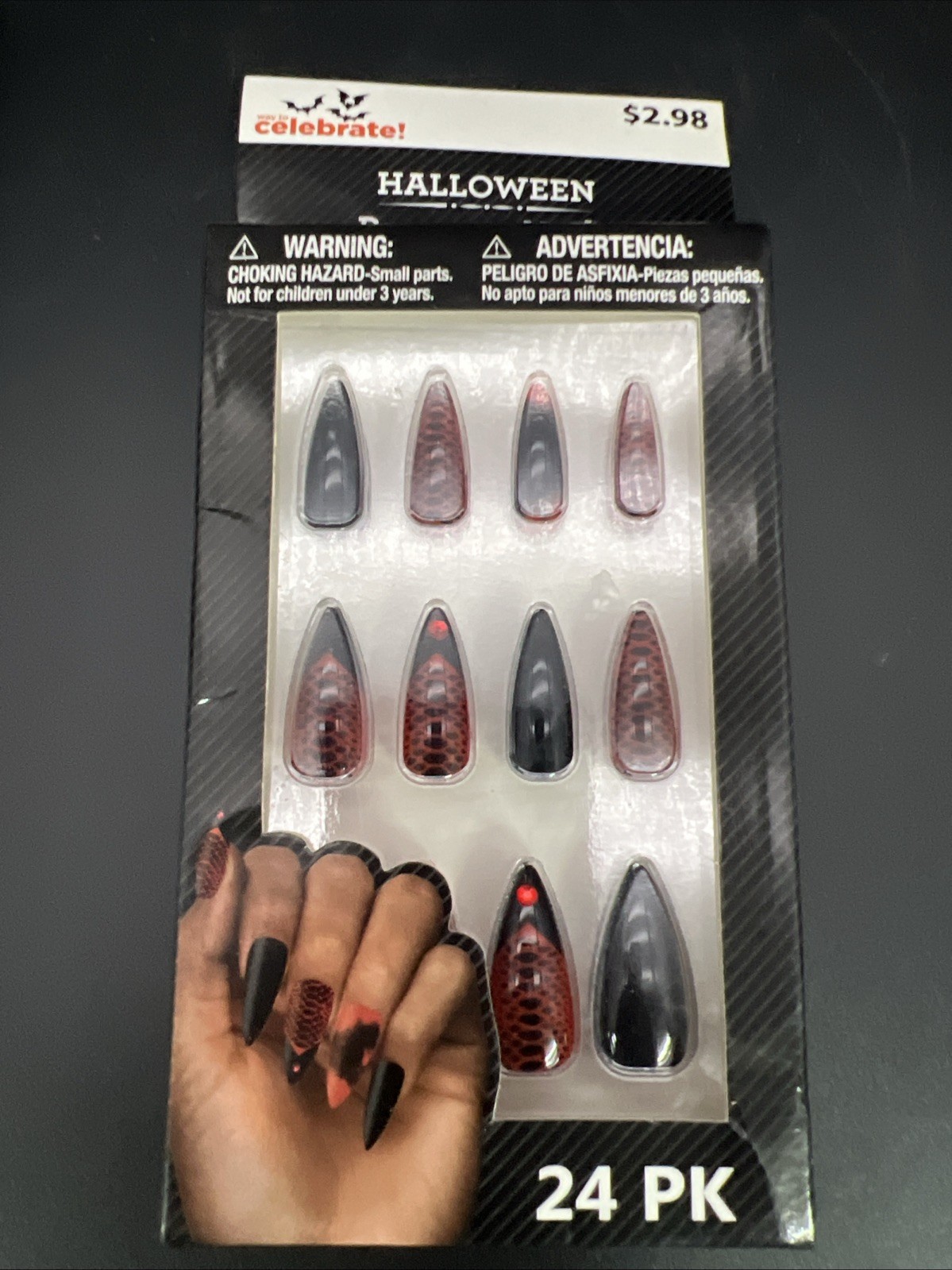 Lot Of 5: 2 Pretty Woman Faux Nails Press-On & 3 Halloween Press-On Nails