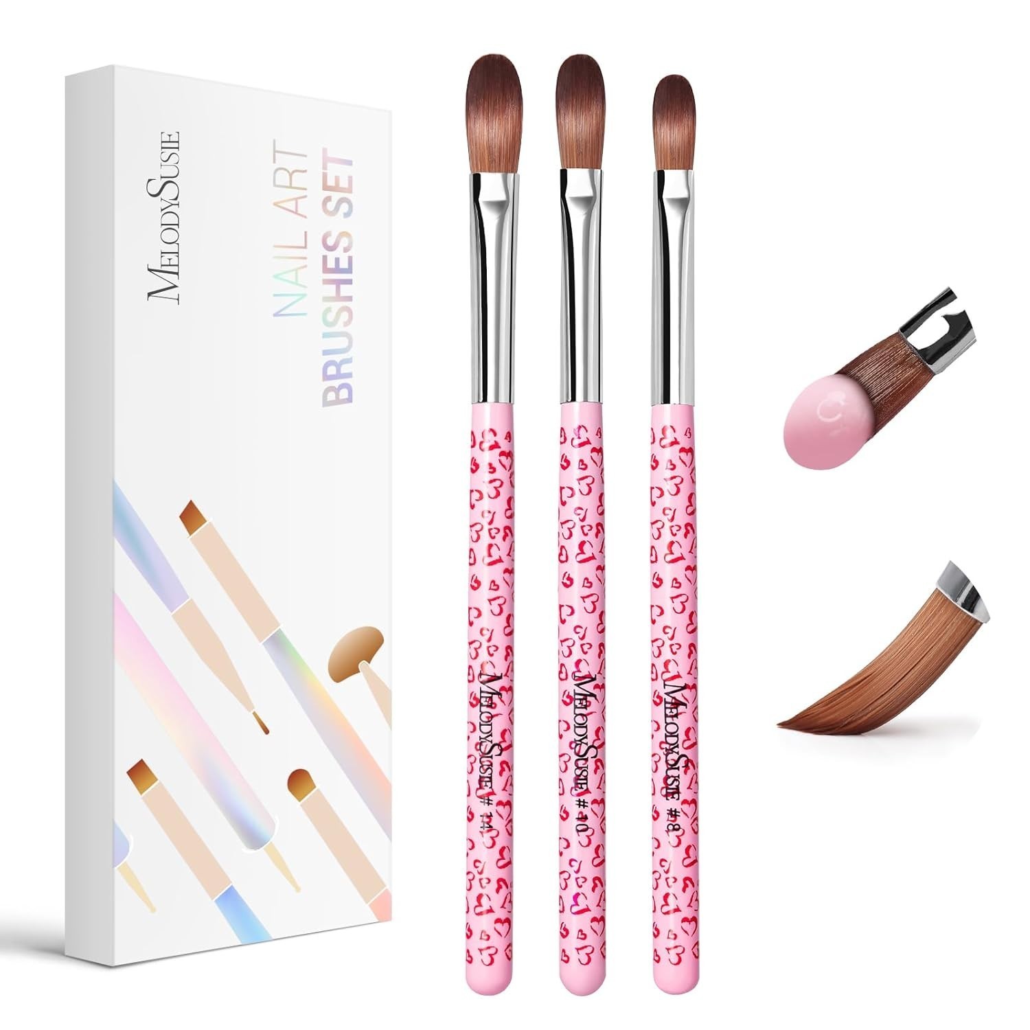 3-Piece Acrylic Nail Brush Set – Sizes 8/10/14 Professional Nail Art Tool for A