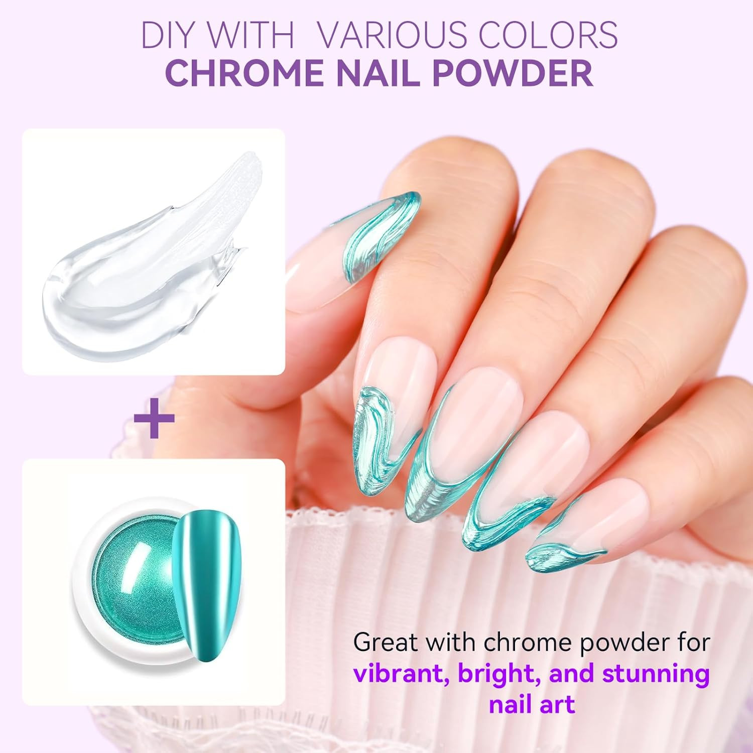 3D Gel Nail Art: Clear 3D Painting Gels for Chrome Powder | 3D Sculpting No Wipe