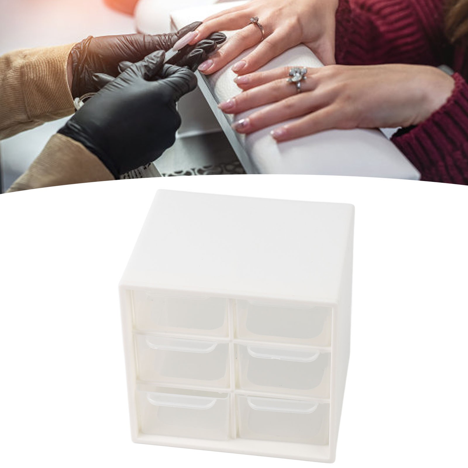 6-Drawer Nail Art Tool Storage Box Dust Proof Organizer For Home Use Easy To Use
