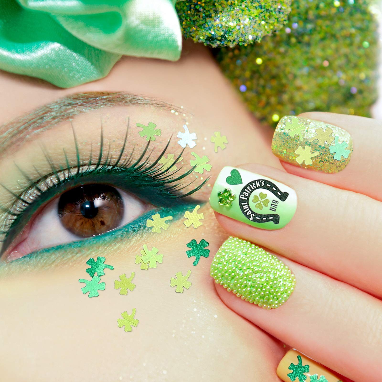 10 Sheets St. Patrick’s Day Nail Art Stickers 3D Self-Adhesive Nail Decals an