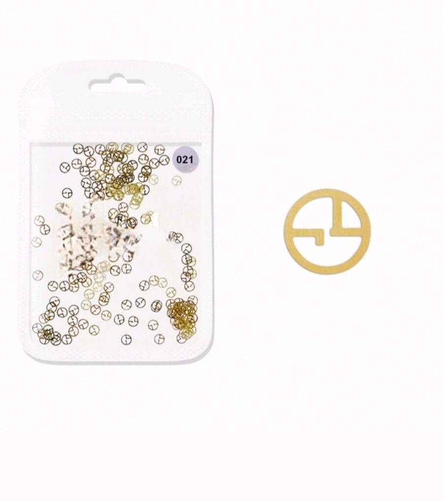 NWT NAIL ART DESIGN GOLD METAL NAIL DECALS: N°21 4mm×4mm!