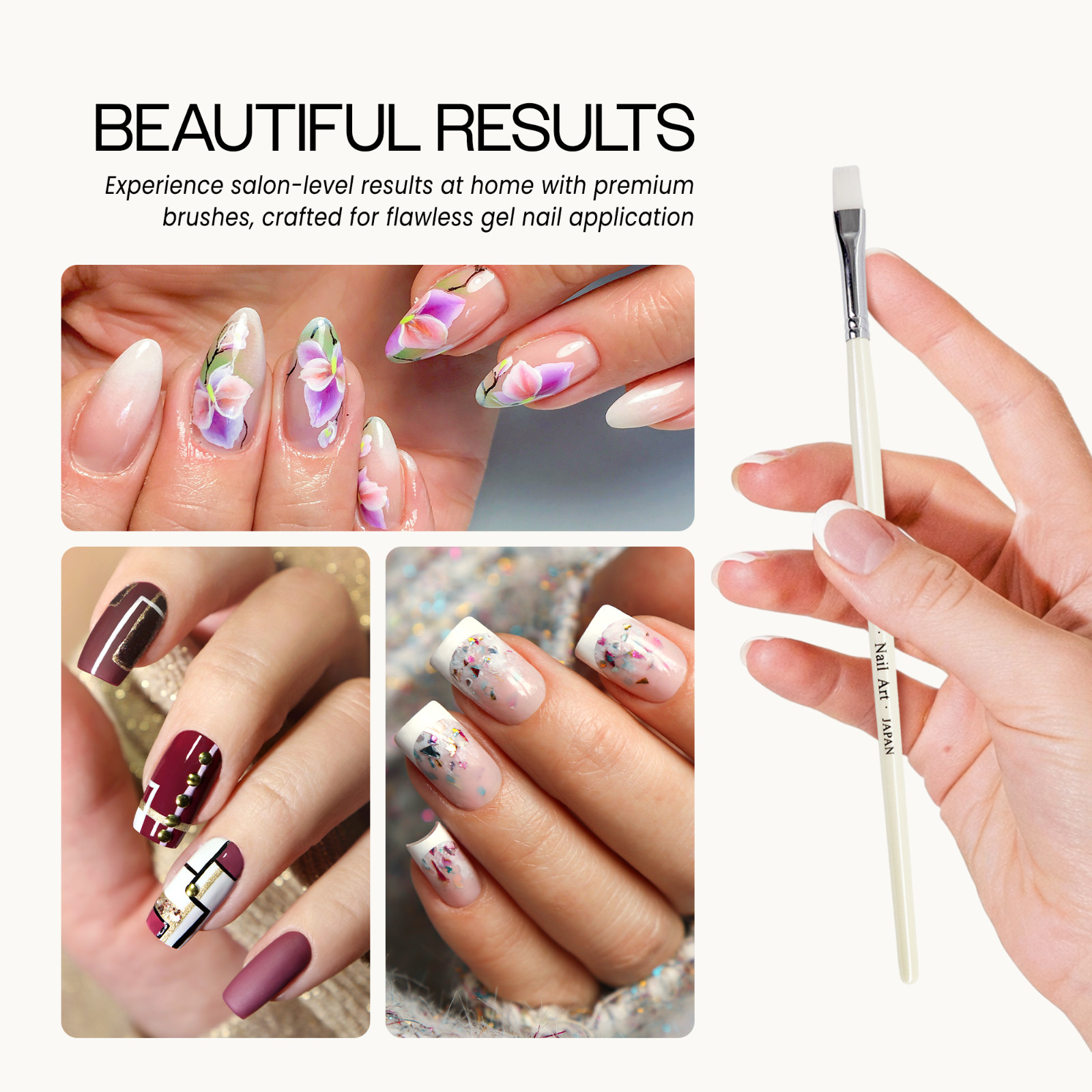 Ginza Professional Quality Gel Nail Art Brush with White Wooden Handle