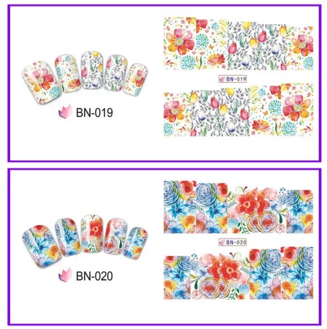 Floral Nail Art Water Decals: Spring Summer Flower Nail Wraps(Group 2)