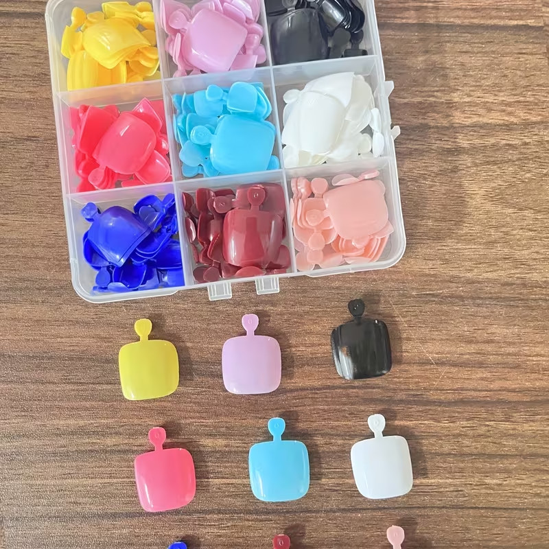 216 pcs Acrylic Foot Nail Full Coverage Nail Stickers, 9 Colors, Summer Colors