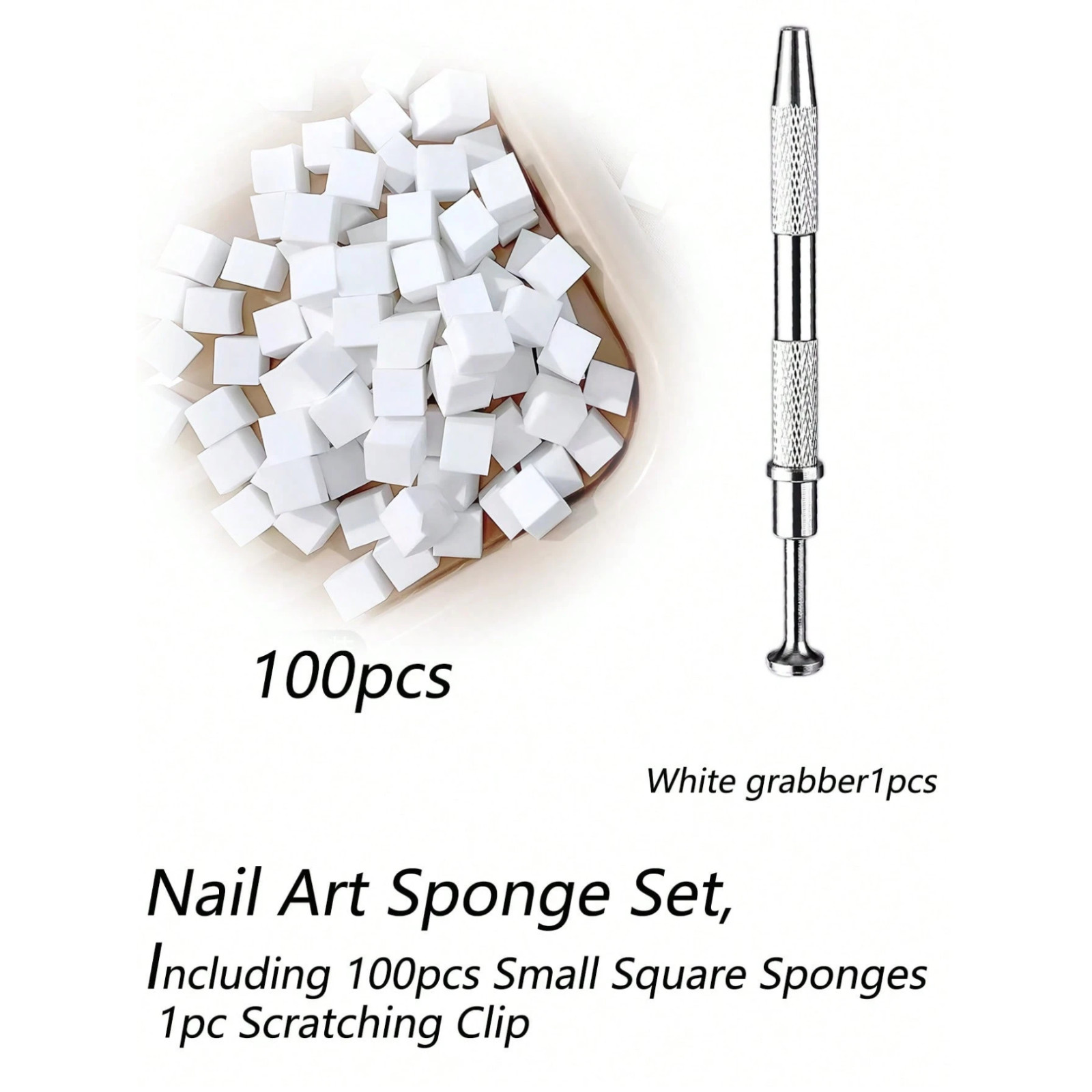 Nail Art Soft Sponges With Metal Grabber Pen for Ombre and Aura Nail Art Tools