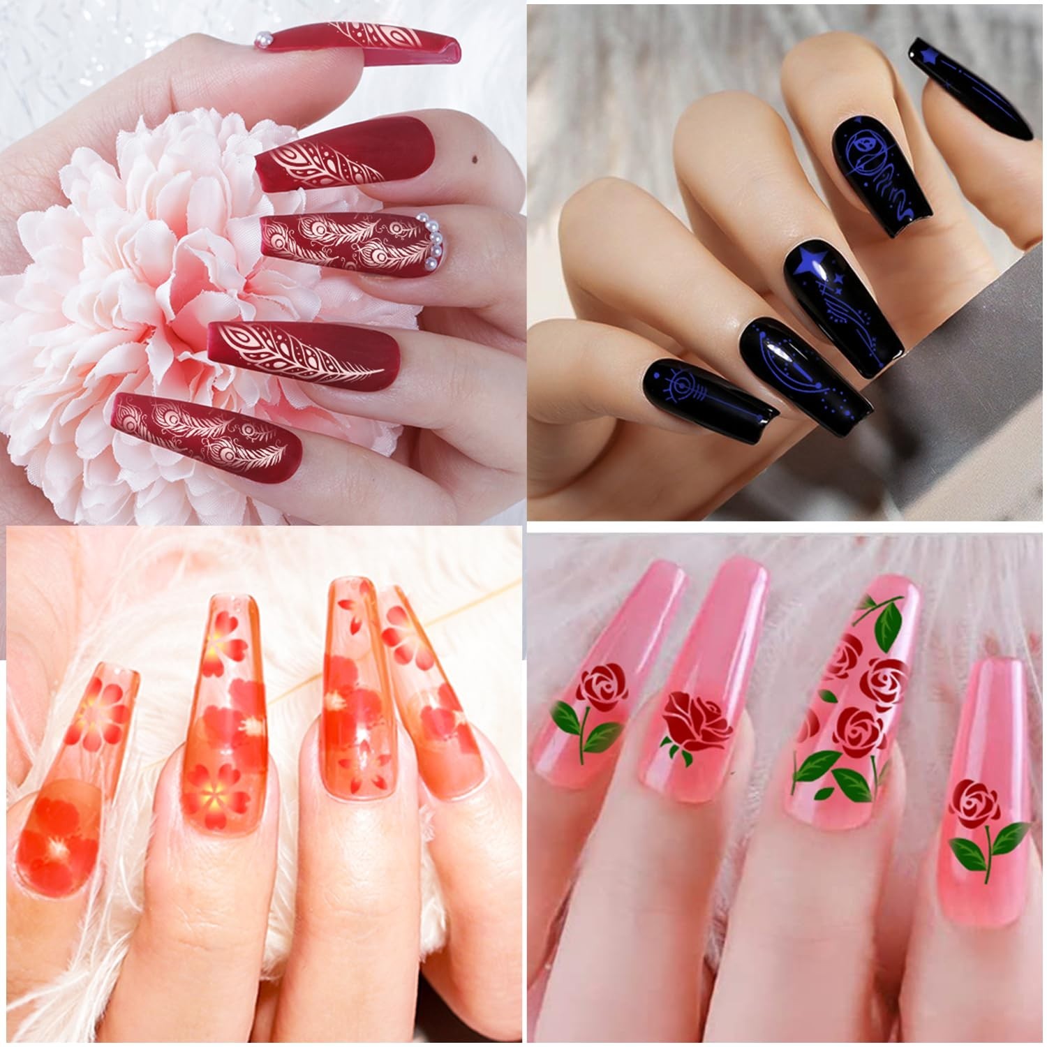 Nail Stamping Plates Set 15PCS Nail Art Stamper Scraper Nail Art Stamping Kit…