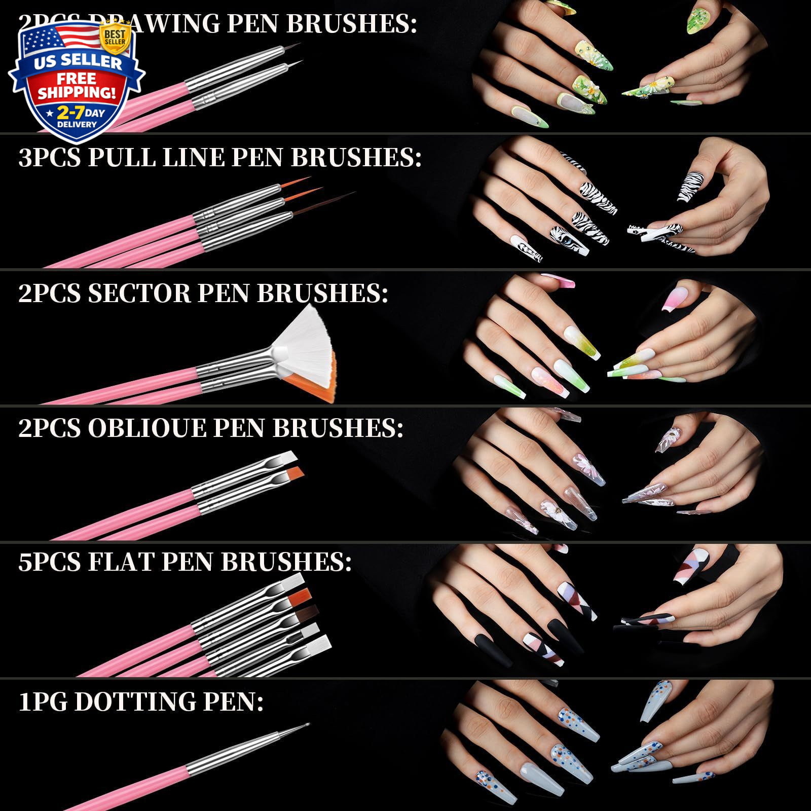 Square Nail Tips with Nail Charms Nail Art Brushes, 240pcs XXL Fake Nails wit