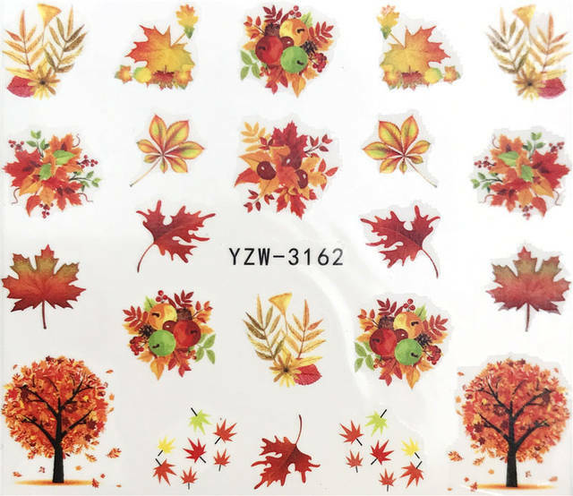 Nail Art Water Transfer Sticker Multi Color Maple Leaves Fall Decals Manicure