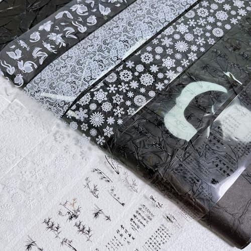 10 Rolls Nail Foil, Lace Flower Snake Print Metallic Foils for Nails Style 1