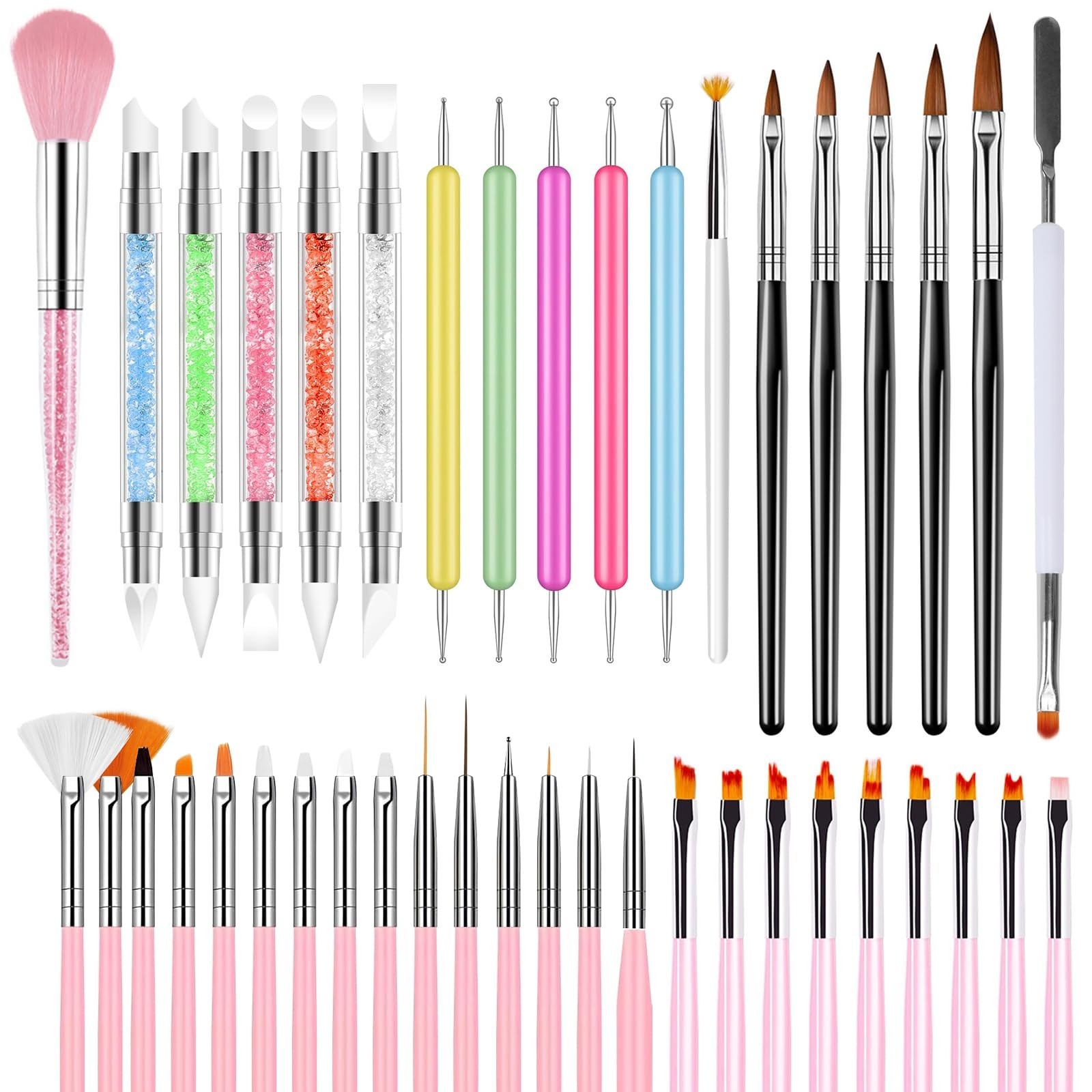 42PCS Nail Art Brushes, Nail Art Tool Set, Including Nail Brushes, Striping N…