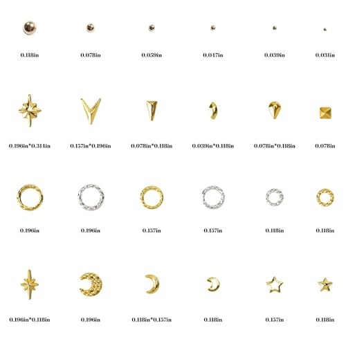 4 Boxes 3d Gold Nail Charms – Star, Moon, Ring, Multiple Shape Gem Metal