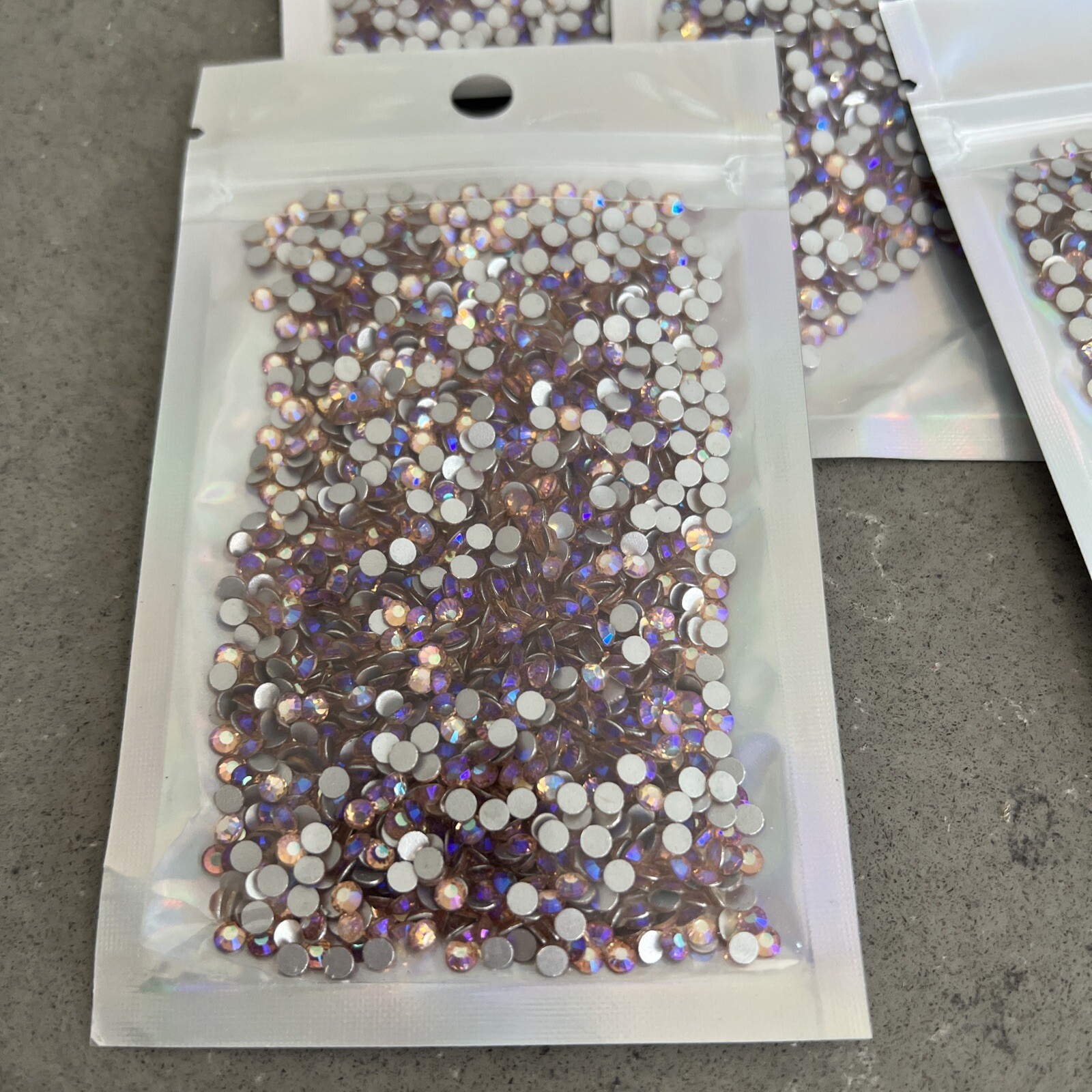 5 Pk 3mm Nail Art Gems .8oz Each Iridescent Purple PInk | Sealed W/ Fast Ship