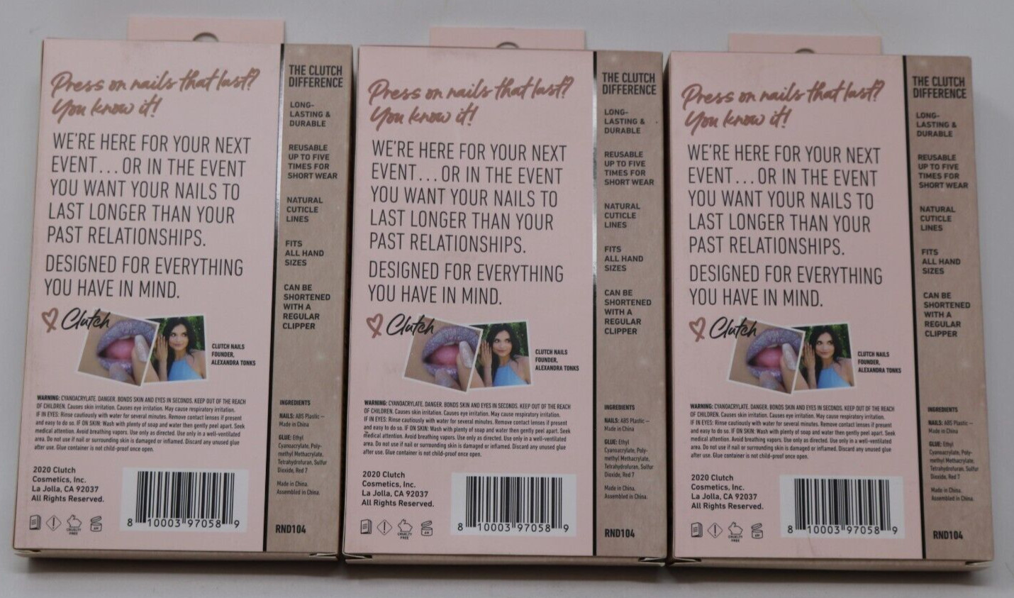 Clutch Nails Lucky Reusable Round Nails Long Lasting Press On Nails Kit 3 Boxes