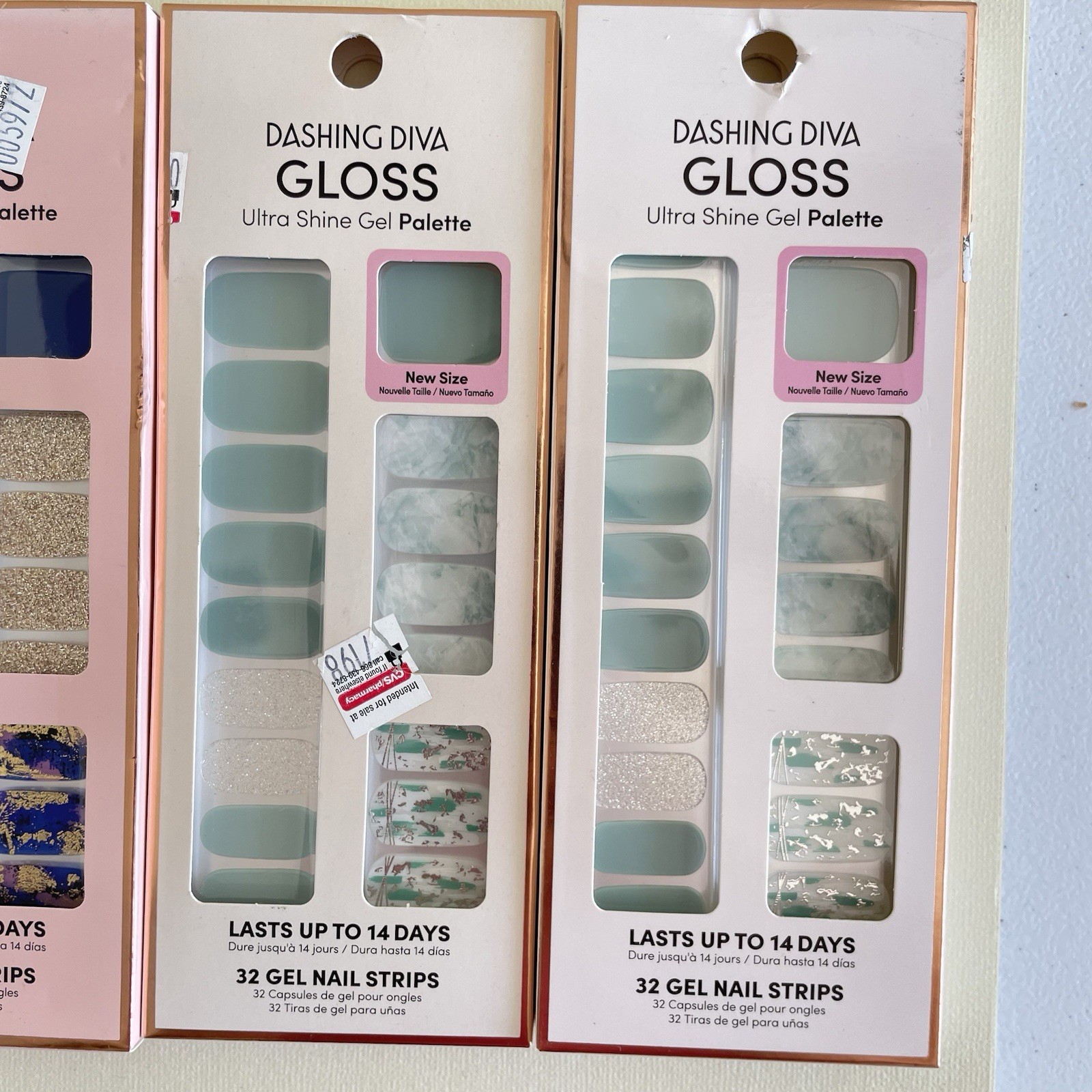 Dashing Diva Gloss Ultra Shine Gel Palette 32 Nail Strips Marbled Blue Lot of 4