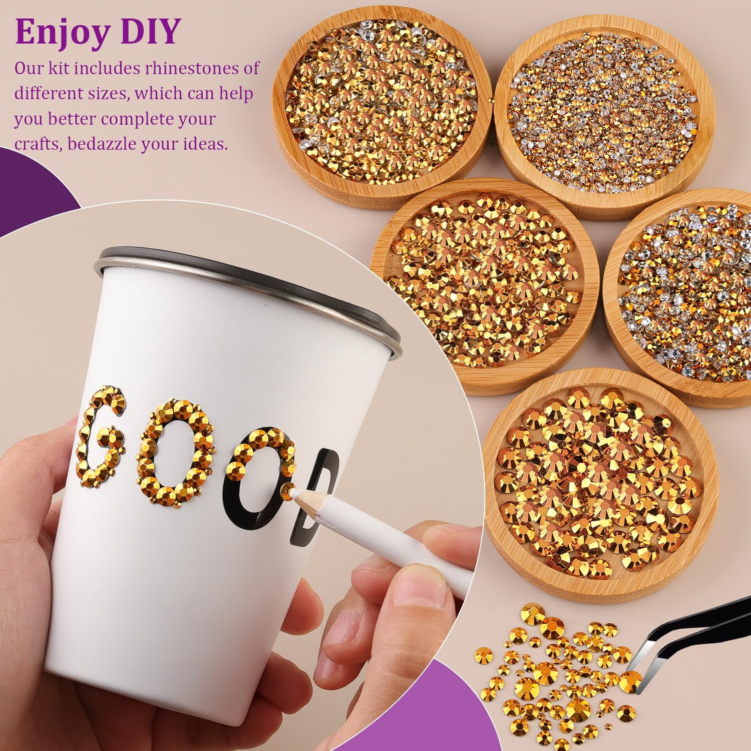Resin Jelly Rhinestones for Crafting with B7000 Jewelry Glue, 2 Boxes Gold Flatb
