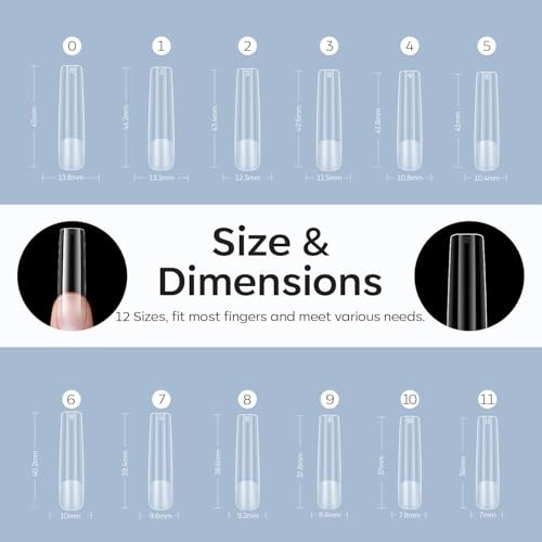 Long Square XXL Fake Nail Tips – 504Pcs Gel Tips Pre-shaped Half B1-XXL Square