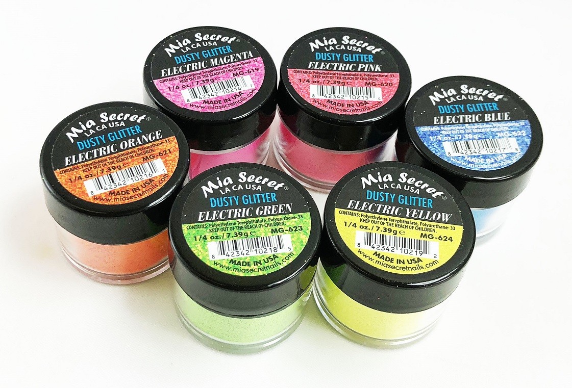 Mia Secret Nail Art Professional Powder 6 Colors Set – Dust Glitter