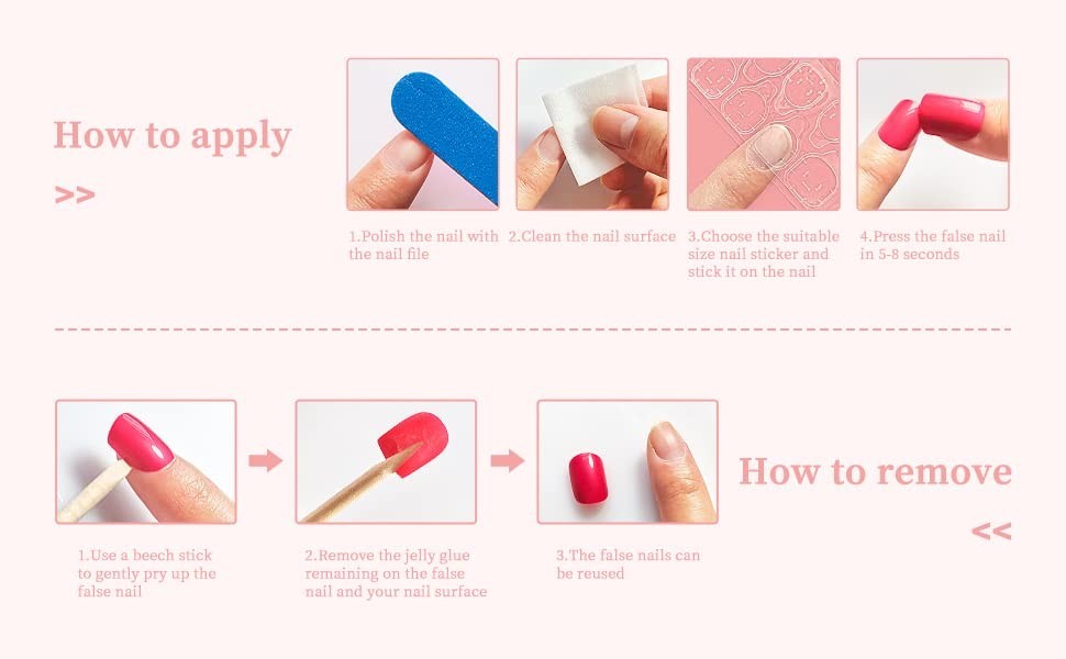 Pretty Rose Pink Square Press On Nails – Short Full Cover Reusable Acrylic 24pcs