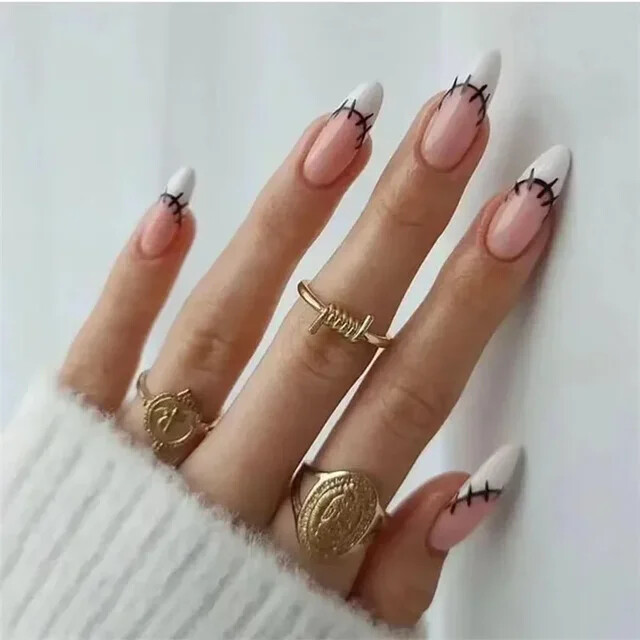 24Pcs Press on Nail Tips Seamless Removable Fake Nails Full Cover Waterproof