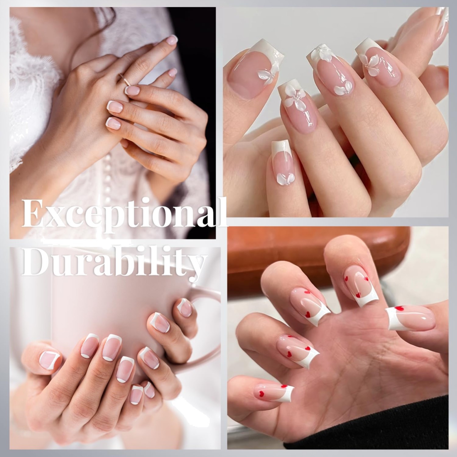 French Nail Tips – 120PCS Acrylic White Fake Nails Art Tips 12 Sizes Half Cov…
