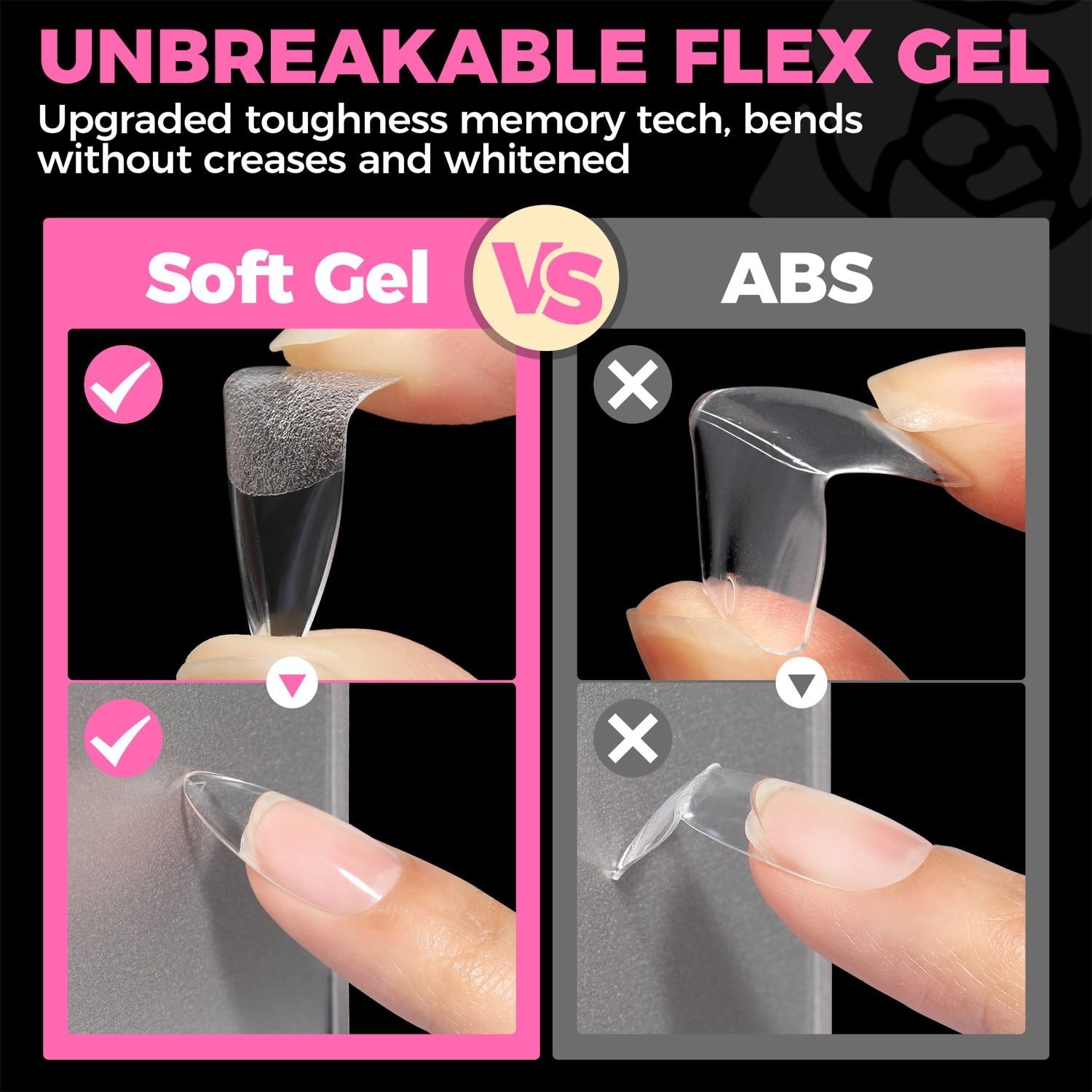 Full Coverage Almond Shape Fake Nail Tips – 504PCS Easy Application Gel Nails