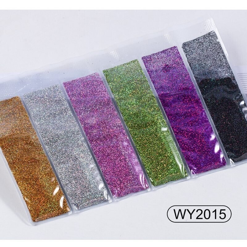 6 grid/bag Mixed Nail Glitter Powder Sequins Colorful Nail Flakes Sticker 3d DIY