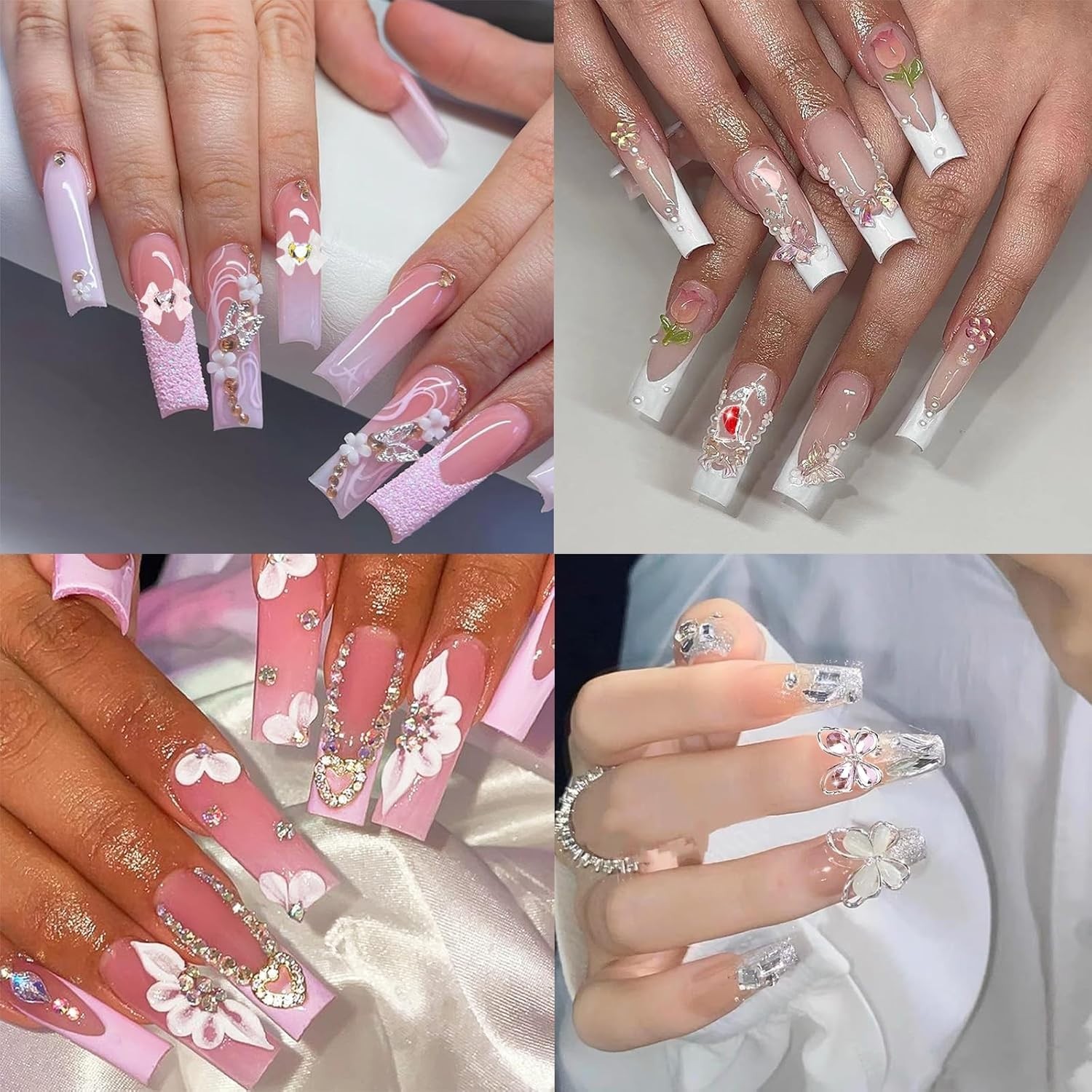 Dazzling 40PCS Rhinestone Nail Charms in Y2K Pink Gold – Perfect for DIY Crafts
