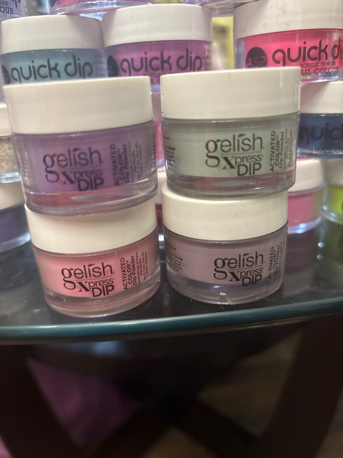 acrylic nail powder and dip powder all colors and glitters. all name brand