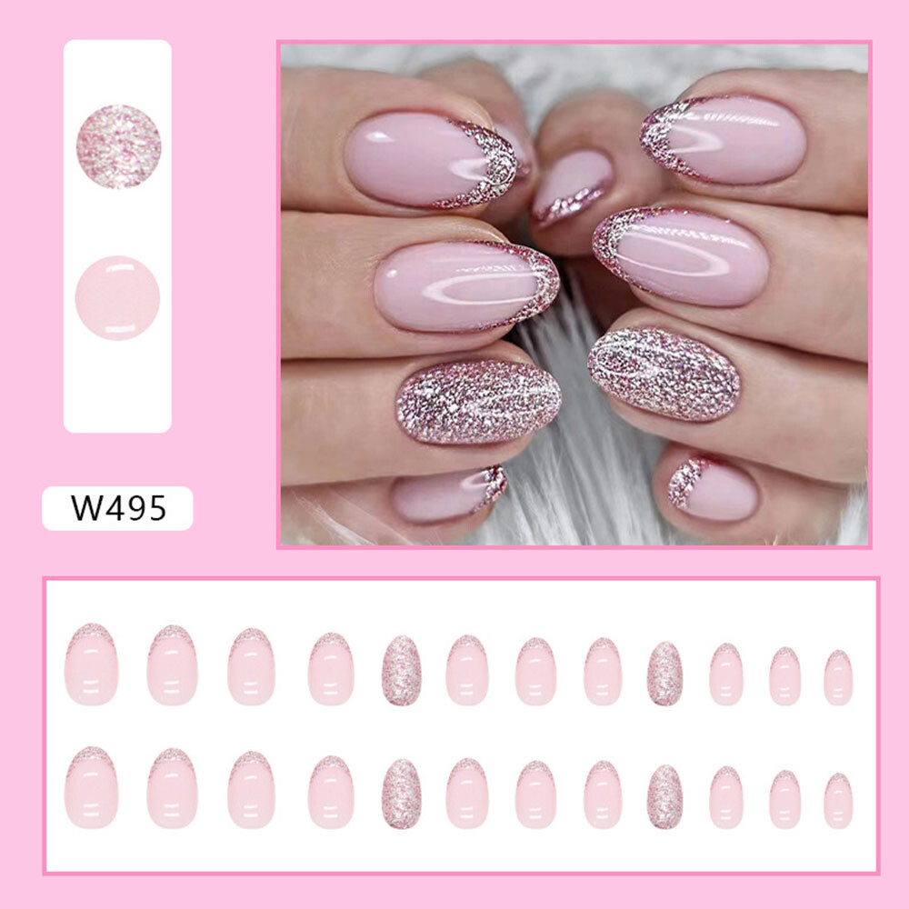 Diamond Cat Eye False Nails Medium Square Press on Nails for Nail Art 24pcs