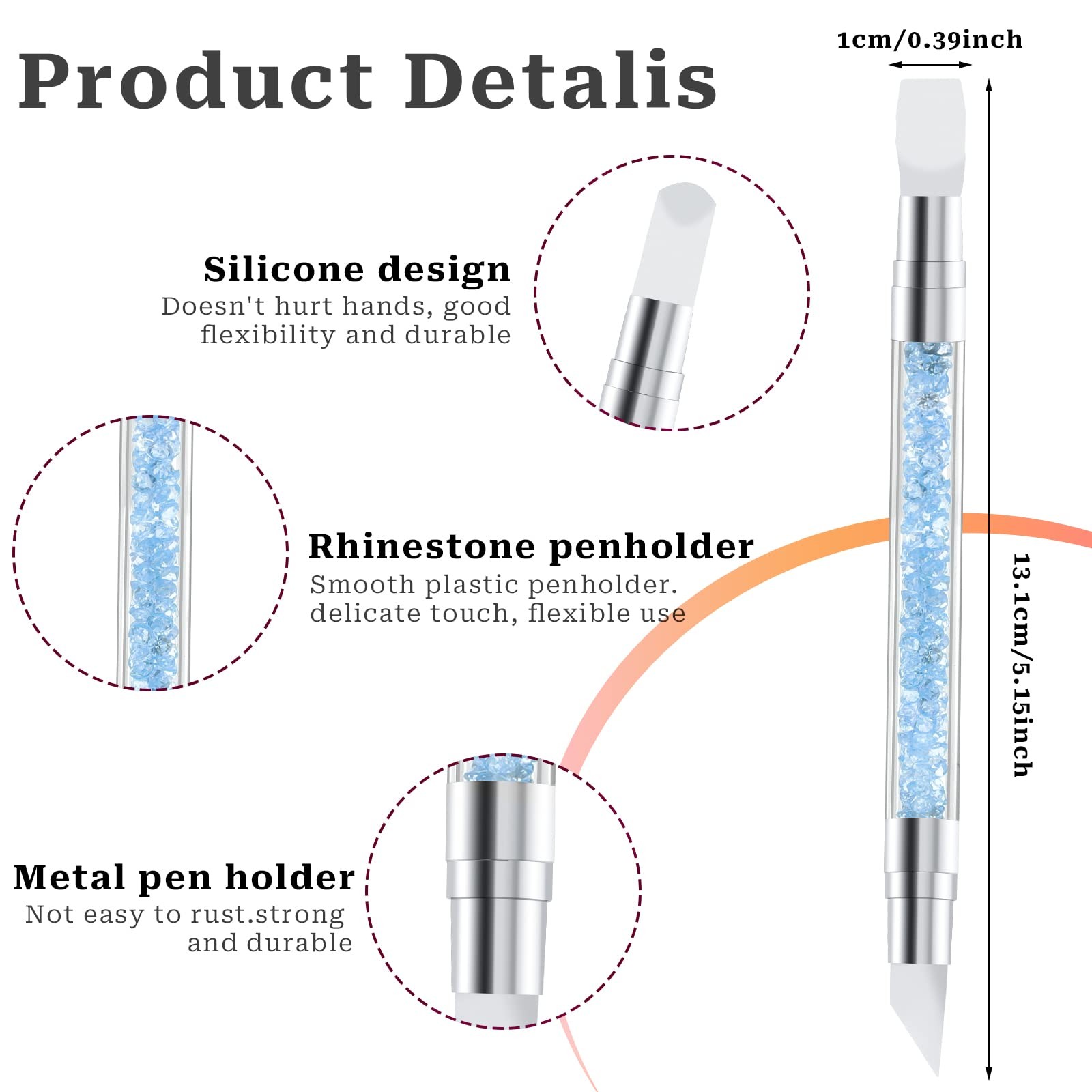 5 Pcs Nail Art Sculpture Pen Dual Tipped Silicone Nail Tools Nail Art Acrylic…