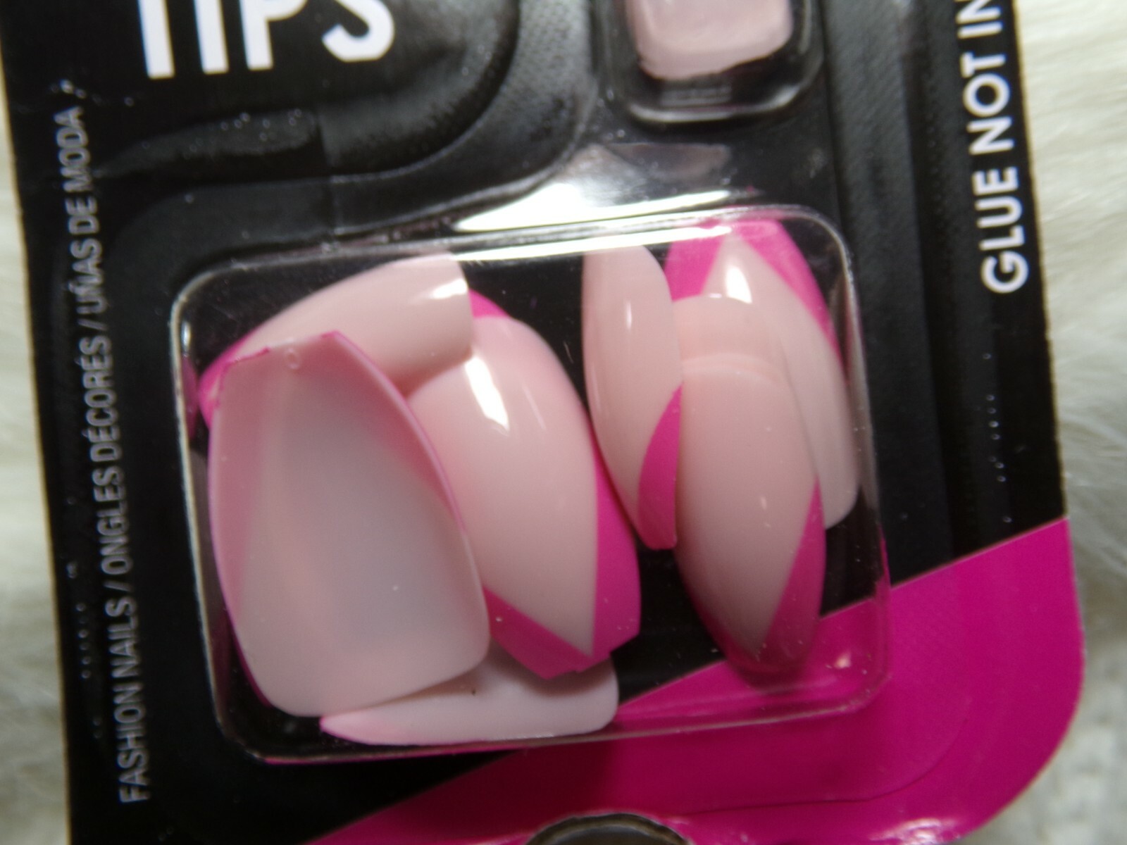 L.A. COLORS Nails Shiny Pink Chevron glue on Medium Coffin