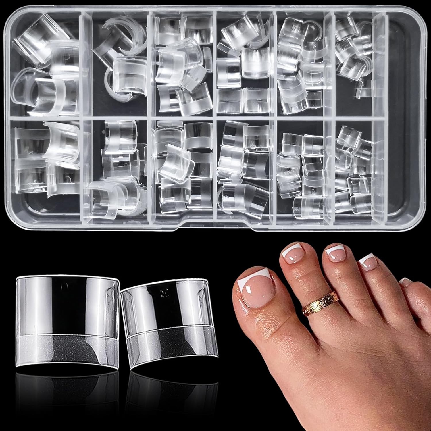 240pc Soft Gel Toe Nail Tips Short Fake Toenail Square Clear