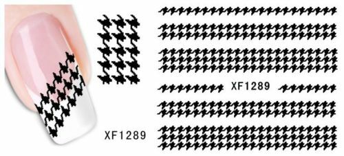 Nail Art Water Transfer Sticker Decal Stickers Pretty Flowers Black XF1289