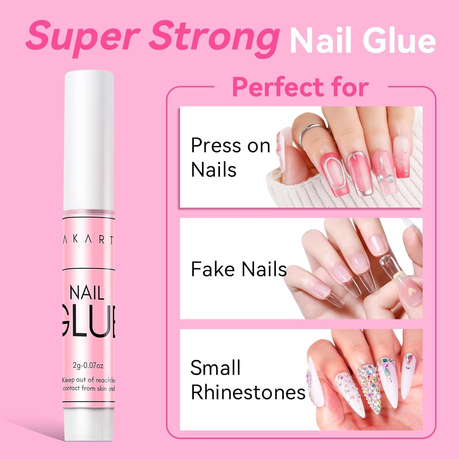 Fast Air Dry Hema-Free Nail Adhesive – Ideal for Beginners & Professionals, 5x2g