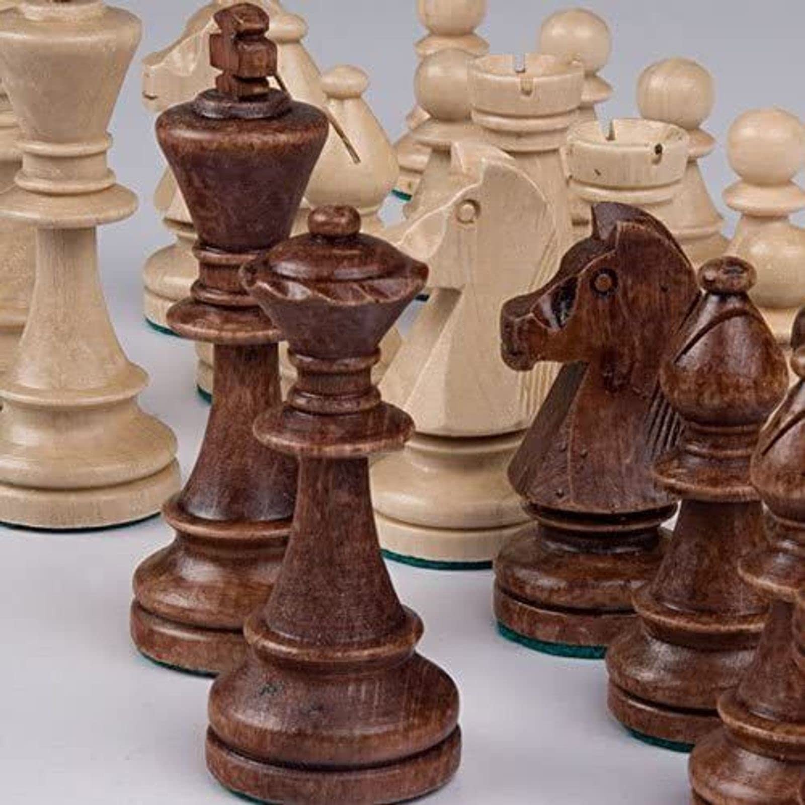 Staunton No. 6 Tournament Chess Pieces in Wooden Box, 3.9-Inch Small, Brown