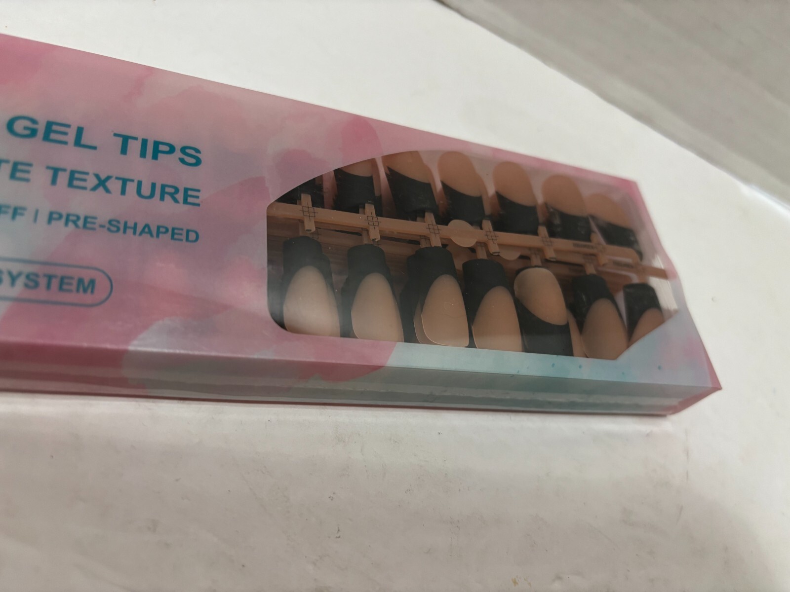 Misssix French Gel Nail Tips, 240 Count (Pack of 1), A-Long Square Black