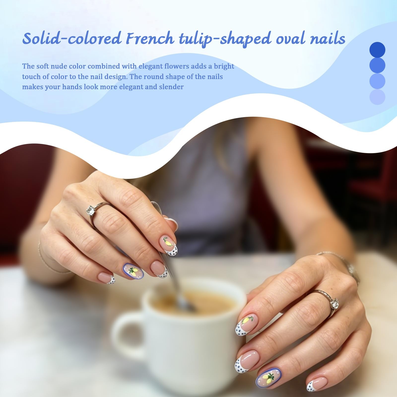 Press On Nails – Almond Fake Nails – French Tip False Nails Press ons – Trans…