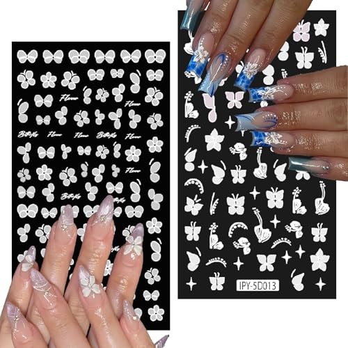 6 Sheets Flower Nail Art Stickers Decals 5D Embossed Self-Adhsive Coloful-03