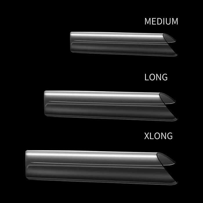 Square Straight Nail Tips XX-Long, 600 Pcs, Size 0 to 11, Natural or Clear