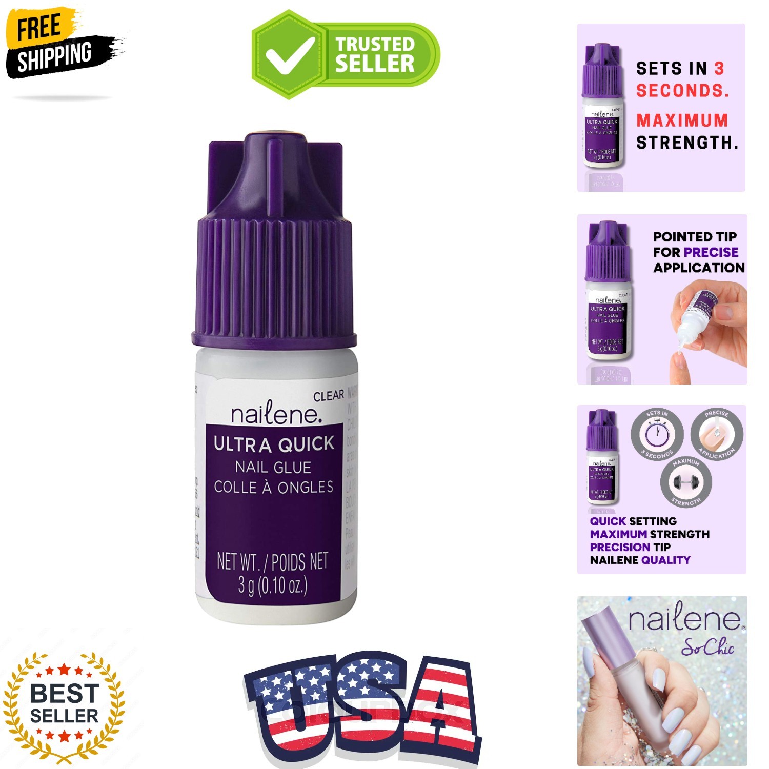 Super Strong, Fast-Drying Nail Glue – Durable, Easy to Apply False Nail Glue …